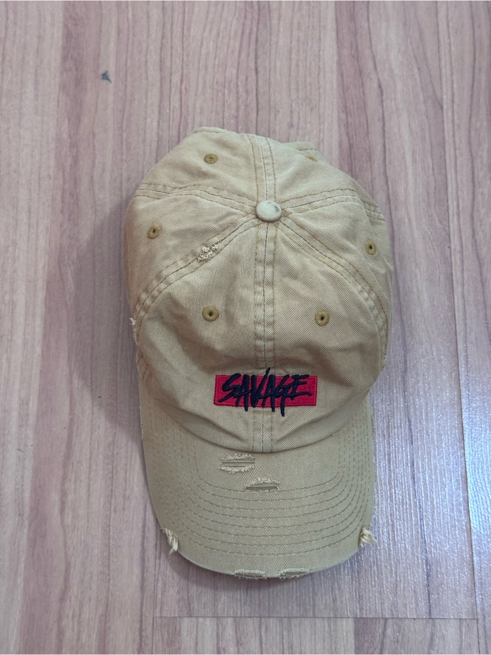 Distressed Savage Dad Hat Khaki Streetwear Cap Adjustable - Picture 2 of 4